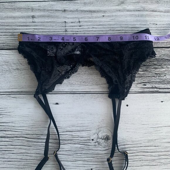 Avidlove Sheer Black Lace Garter Belt Gold Clips - Picture 5 of 7